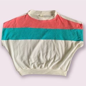 Vintage Terry Top Women’s Small Dolman Sleeve Colour Block Stripe Vintage 80’s